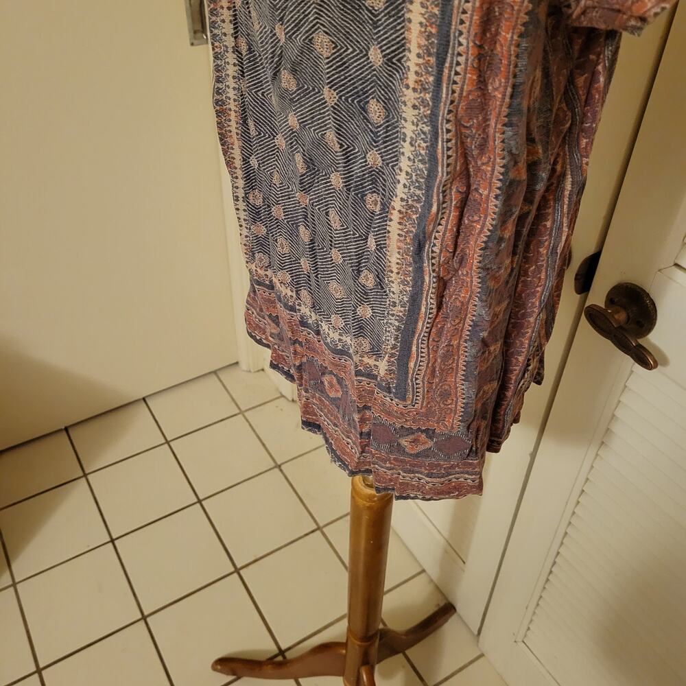 Boho 2000s Lucky Brand XL Geometric Printed Lightweight Linen Blend Tee Shirt XL - Picture 6 of 8